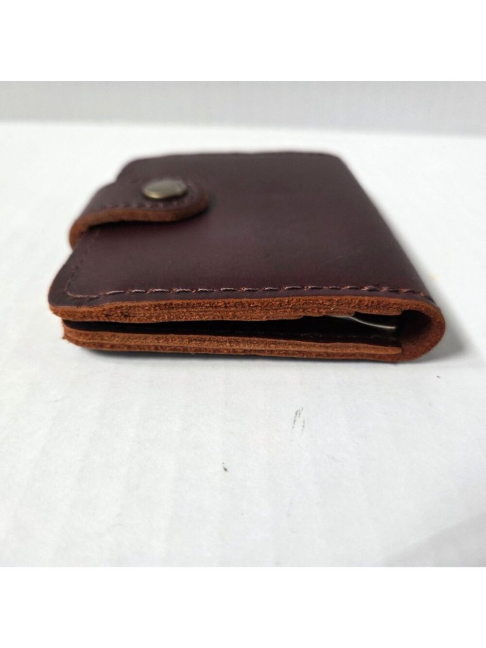 Portland Leather Goods Womens Smooth Brown Leather Mini Bifold Wallet - Picture 6 of 16